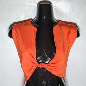 HERLOLLYCHIPS NWT NEW Women's V- Neck Sexy Beach Top Orange XXL Halter Crop